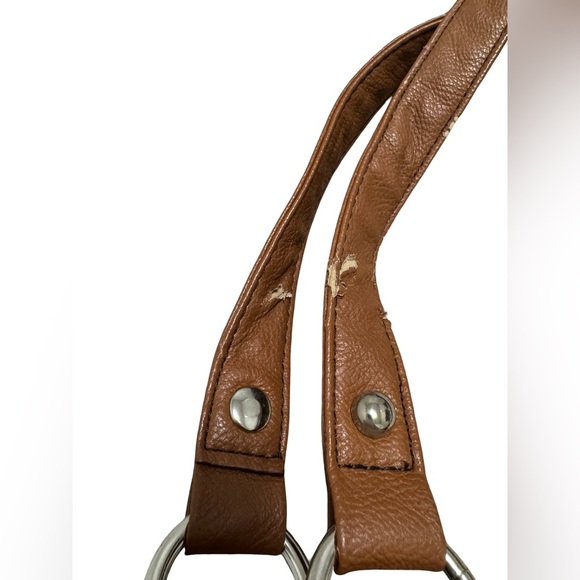 Call It Spring Brown Faux Leather & Striped Canvas Tote Bag - Picture 5 of 8